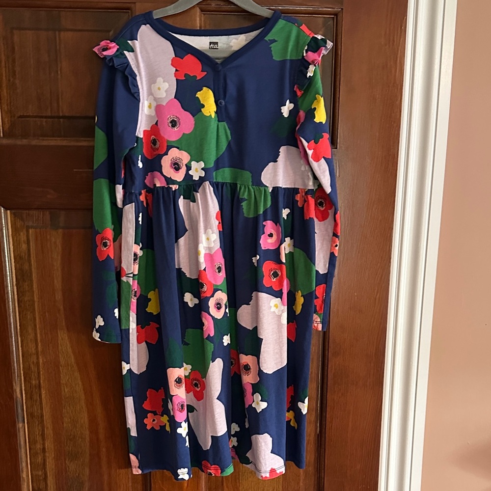 Girls’ Tea Collection Floral Long Sleeve Kids Dress— size 10